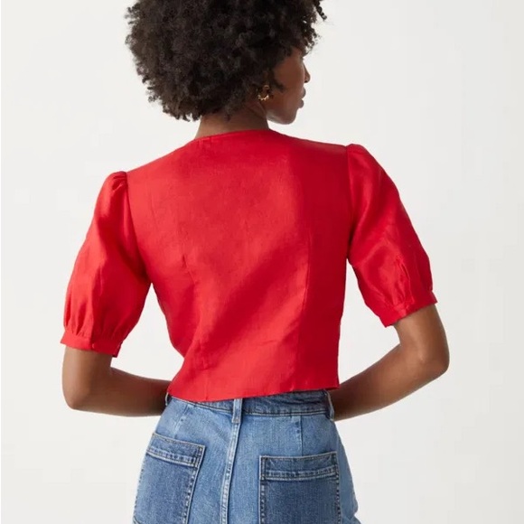 And Other Stories Red Front Knot Linen Top - NWOT - Picture 3 of 7